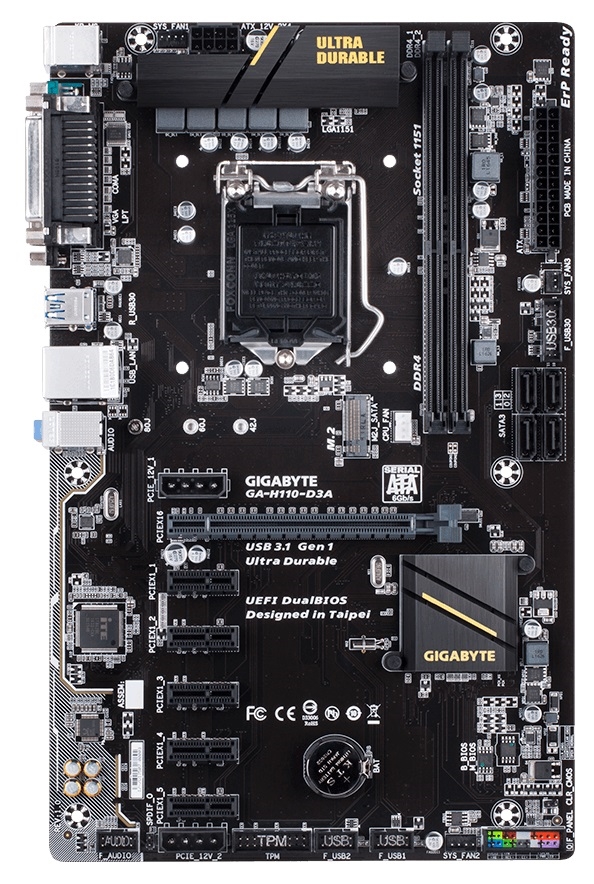 Gigabyte GA-H110-D3A LGA 1151 H110 DDR4 2133 SATA 6Gb/s ATX